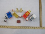 Lot of Vintage 1970s Fisher Price Little People including Police, Mail, Fire Truck, and Dentist, 10