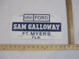 Sam Galloway Ft. Myers Fla Ford Metal Vanity License Plate, 3 oz