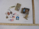 Lot of Assorted Key Chains including patriotic and religious, 9 oz