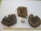 Three Vintage Baseball Gloves/Catcher's Mitt and Baseball, one marked MacGregor Gold Smith, see