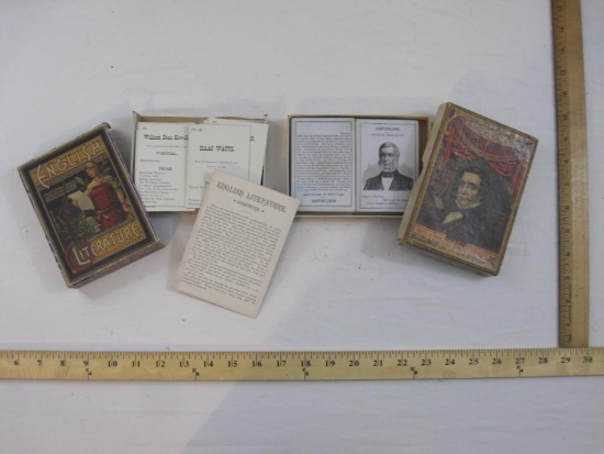 Two Vintage Card Games including English Literature (Milton Bradley) and Portrait Authors (Noyes &