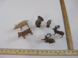 Six Assorted Animal Figures including cast metal deer and dog, many marked Germany, 14 oz