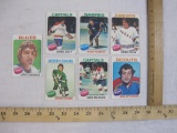 Seven 1975 NHL Hockey Trading Cards from Topps including Dennis O'Brien, Mike Marson, Greg Joly and
