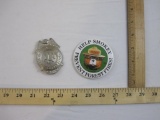 Two Pin-Back Buttons including AAA School Safety Patrol Badge and Help Smokey Prevent Forest Fires,