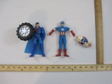 Two Captain America Figures (1989 & 1990) and Superman Action Figure, 10 oz