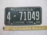 1958 Florida Metal License Plate, 9 oz