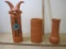 Three Pieces of Terracotta Art Pottery, Two Native American Style, one signed, and third piece