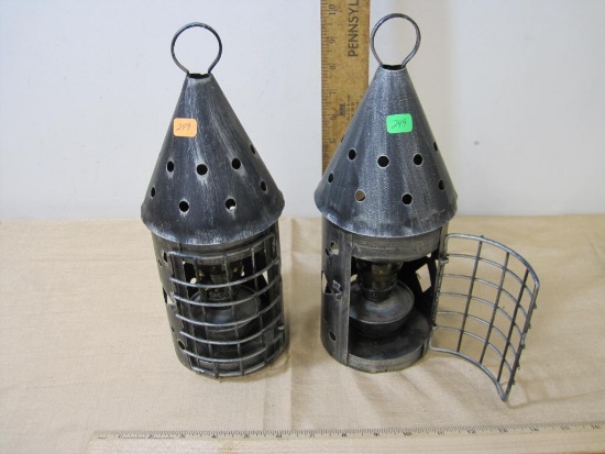 Pair of Black Metal Decorative Lanterns