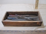 Dovetailed Wooden Box with many small files and file blades