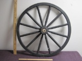 Wooden Wagon Wheel with Hub, approx 31 inches in diameter