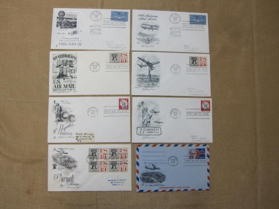 Eight 1961 First Day of Issue covers, including 50th Anniversary of Naval Aviation and 13-cent Let