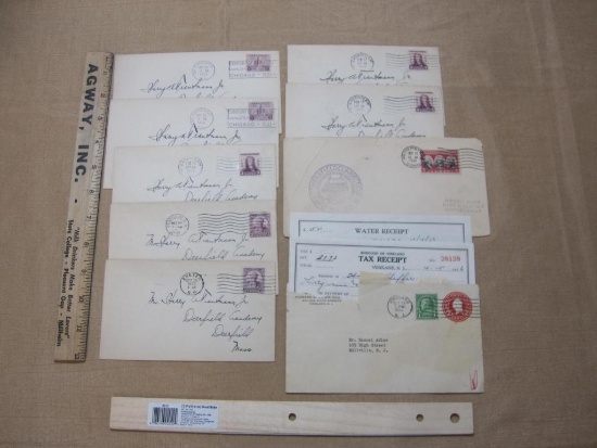 Assorted US Mail 1930s some sealed mail inlcluding 1936 Tax and Water Receipts NJ approx 3oz