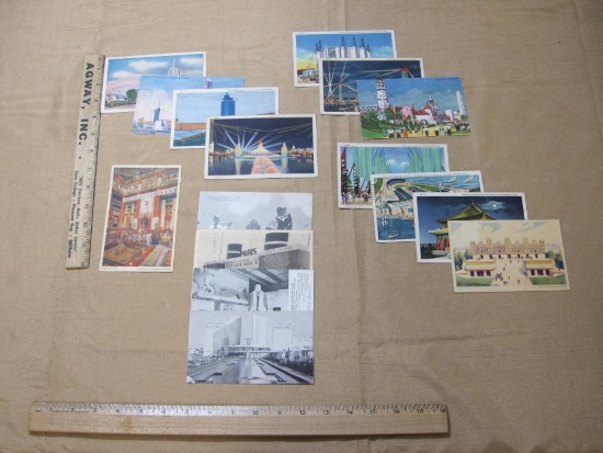 Assorted World's Fair postcards includes Chicago and The Hall of Science,Chrystler Motors