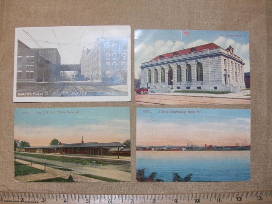 4 Vintage Postcards from Moline, Illinois includes Moline Plow CO.