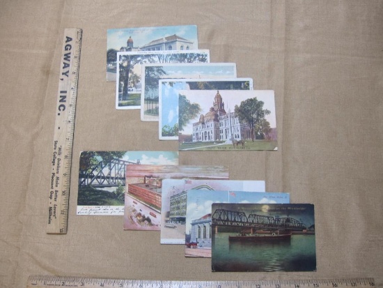 10 Antique Illinois Postcards includes Government Bridge across the Mississsippi River , Rock Island