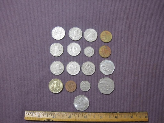 Lot of 13 Barbados coins (1973-1988) and 4 Jamaica coins (1977-1989)