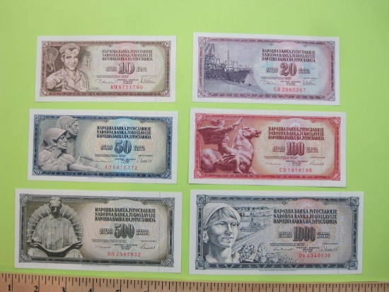 Lot of 6 Paper Currency Notes from Yugoslavia