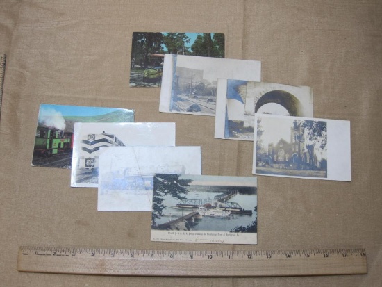 Lot of Vintage Pennsylvania Postcards includes Antique Trains , Boats and Monuments