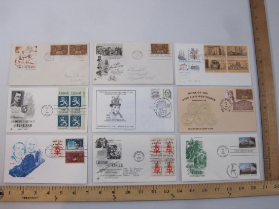 Nine First Day Covers including Trail of Tears 1948, 100th Anniversary of Five Civilized Indian