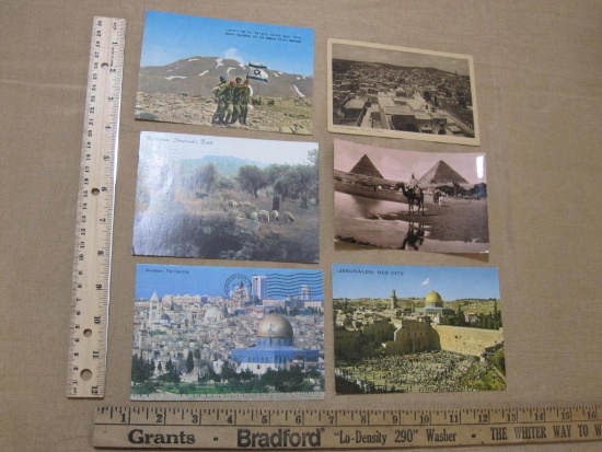 Six Vintage Middle Eastern Postcards including Bethlehem, Jerusalem, and Egypt