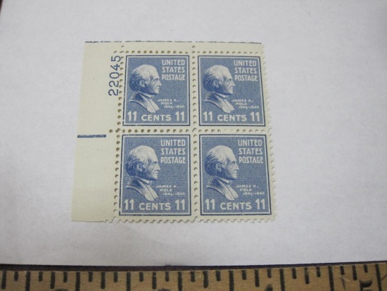 Block of four US 3 cent Postage Stamps, 1937 Farragut and Porter, #792, mint, never hinged