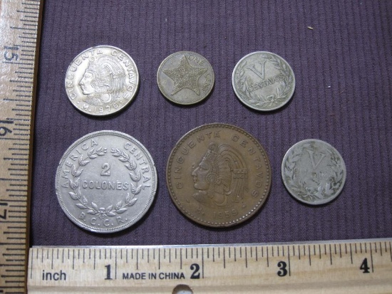 Lot of Central and South American Coins including 1978 Costa Rico 2 Colones, 1976 Mexico Cinquenta