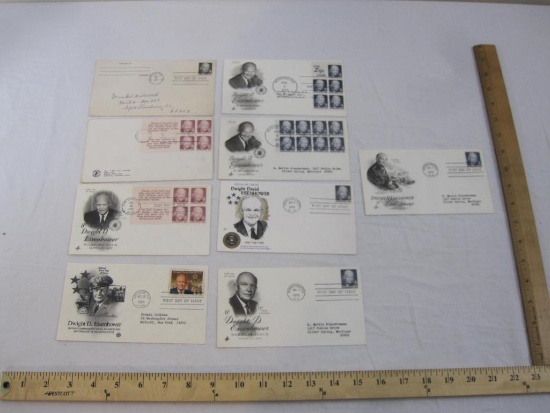 Nine Dwight D Eisenhower First Day Covers, 1971-1990