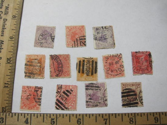 A dozen canceled Victoria (Australia) postage stamps including Scott 148, 169 and others