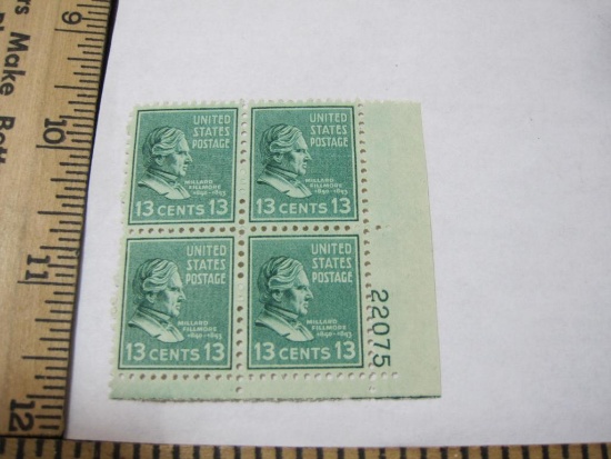 Scott #818, Block of four 13 cent Millard Fillmore US Postage Stamps