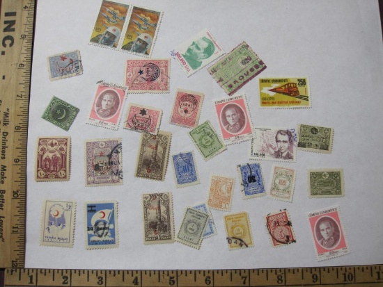 Lot of Turkey postage stamps, some not canceled, including Scott # O93, B 46, 1214 and more