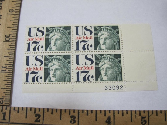 17 cent US airmail postage stamps, Scott #C80, block of four