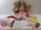 Four Vintage 1970s Dolls and Assorted Doll Clothes and Blankets including Sweetie Face Doll (CPG
