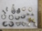 Lot of Women's Jewelry including 8 pairs of pierced earrings and 2 silver tone pendants, gold heart