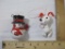 Vintage Plastic Snowman and Dog Christmas Ornaments , 1 oz