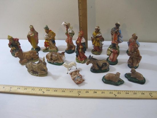 Lot of Assorted Nativity Set Figures, ceramic marked Midwest Taiwan and plastic marked Italy, 2 lbs