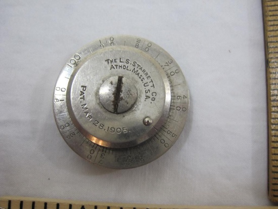 The LS Starrett Co Speed Indicator Gauge, Pat Mar 28 1905, AS IS, 1 oz