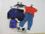 Lot of American Girl Clothes and Accessories including Varsity Jacket, backpack and more, 1 lb 2 oz