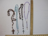 Four Sets of Rosary Beads, acrylic and wood beads, 3 oz