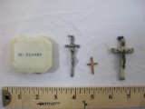Set of Red Rosary Beads and 3 crucifixes, 2 oz