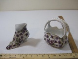 Ceramic Shoe and Purse Figures, Formalities by Baum Bros, made in China, 1 lb 7 oz