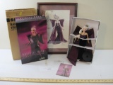 Bob Mackie Amethyst Aura Barbie Doll with Framed Reproduction of Original Signed Fashion