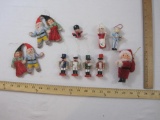 Lot of Assorted Christmas Ornaments including Santa and Mrs. Claus, nutcrackers, and elves/gnomes,