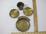 Lot of Brass Items including heavy goblet, saucers, and pocket change dish, 1 lb 4 oz