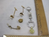 Lot of Men's Vintage Jewelry including tie tacks and kum-a-part fob, 1 oz