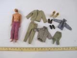 Vintage Ken Doll and Accessories, doll marked Mattel Inc 1958 Hong Kong, AS IS, 9 oz