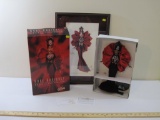 Bob Mackie Ruby Radiance Barbie Doll with Framed Reproduction of Original Signed Fashion