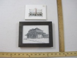 Framed Drawing of Newport Station and Pack of DL Brown Hand Signed Storefront Cards and Envelopes