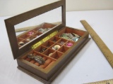 Lot of Assorted Women's Jewelry in Wooden Jewelry Box, 1 lb 13 oz