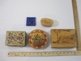 Four Assorted Collectible Wooden Boxes and Small Glass Norge Dish, 1 lb 12 oz