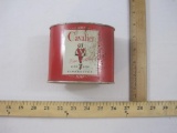 Vintage Cavalier King Size Cigarettes Tin with Lid and tax stamps on bottom, 4 oz